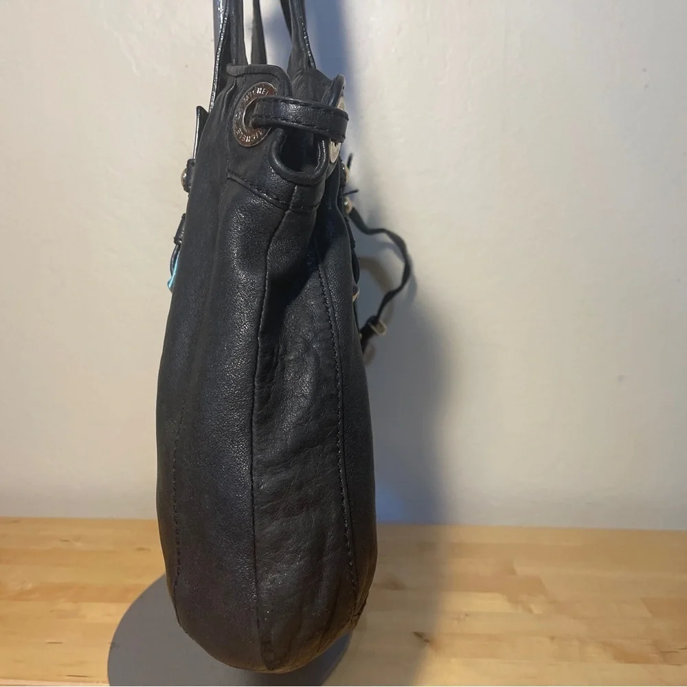 Vintage Michele 2009 Black Leather Hobo Bag Slouchy Y2K Shoulder Bag
